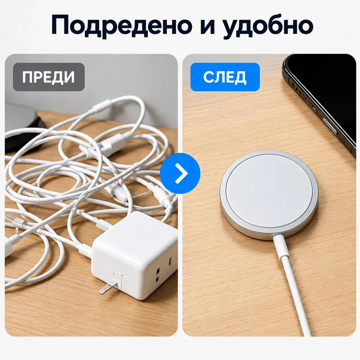 Магнитно зарядно устройство за съвместими устройства, кръгла магнитна площадка, USB-C кабел, мощност 5 W фото 2
