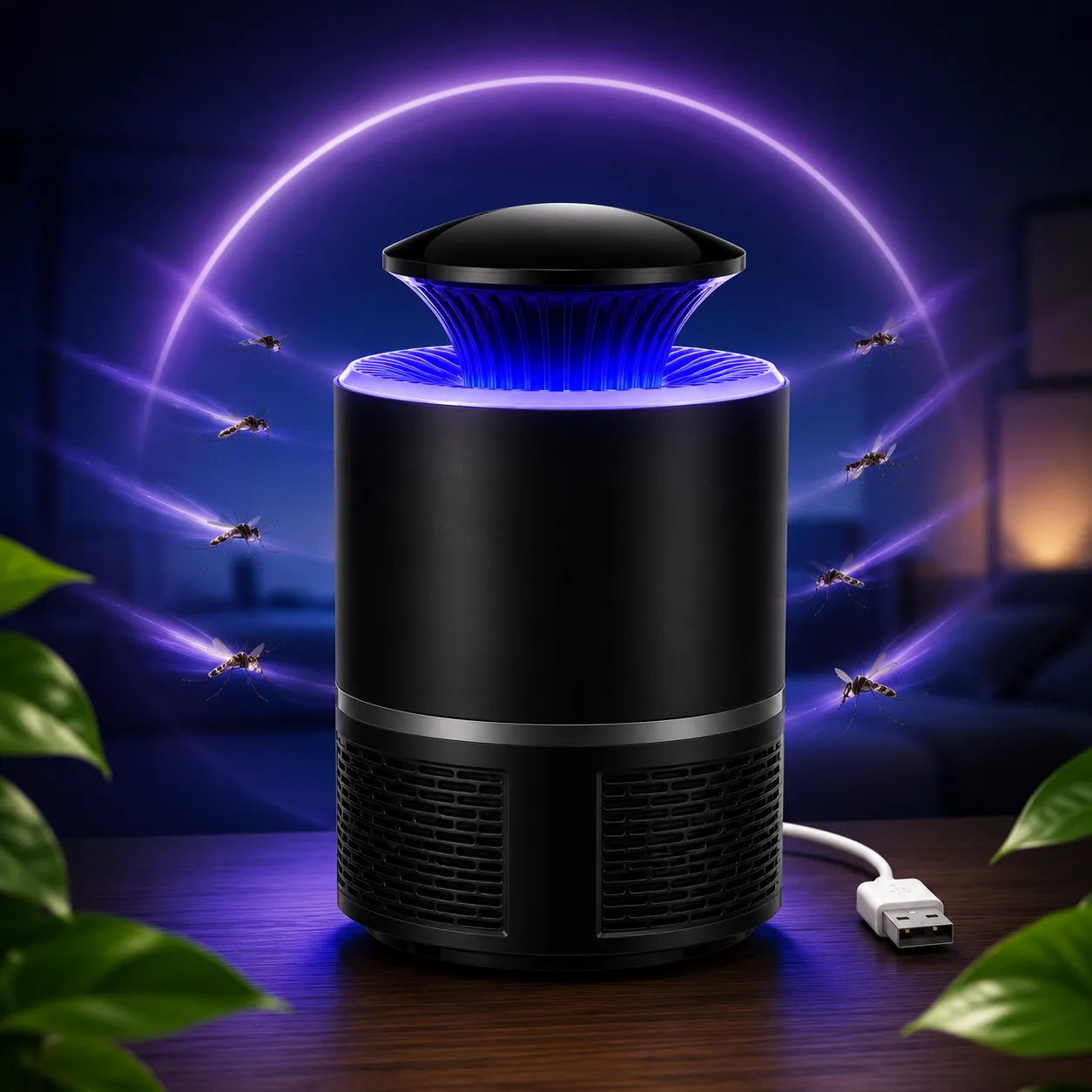 USB LED лампа капан против комари, 5W, с UV светлина и вентилатор, без химикали, за дом и офис